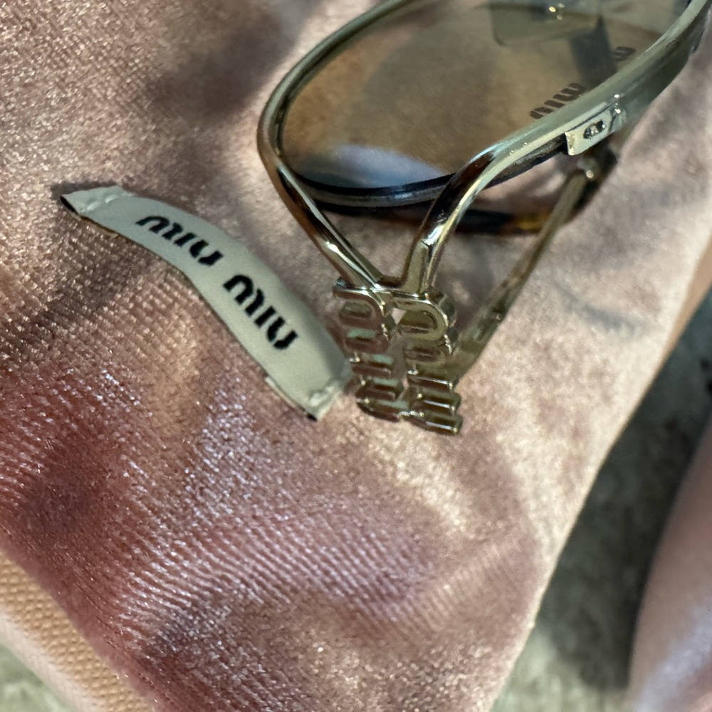 Miu Miu Gold and Brown Sunglasses